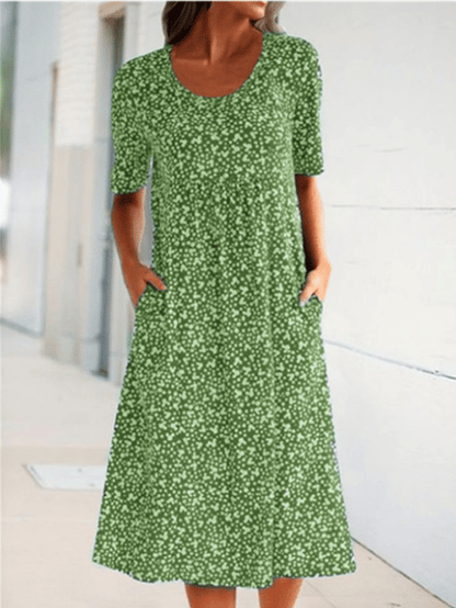 Fabienne | Mujer Vestido de Verano Floral de Corte en A con Bolsillos