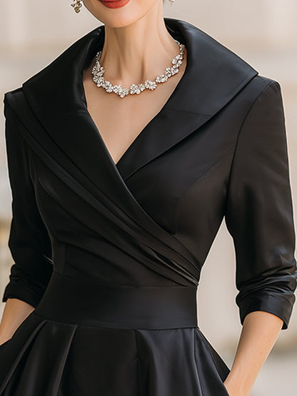 Celine | Mujer Vestido Midi Envolvente con Mangas Tres Cuartos