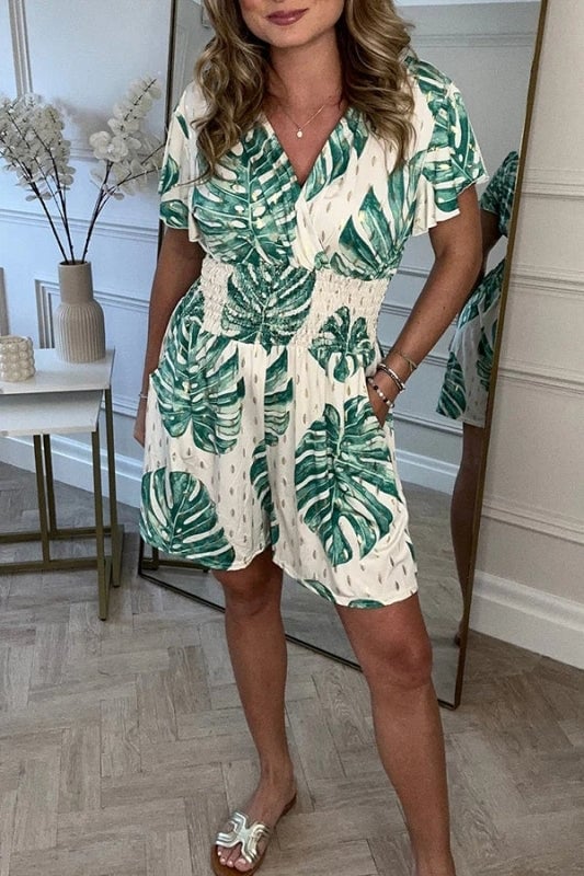 Zita | Mujer Mono de Verano con Estampado Floral y Bolsillos