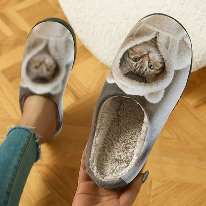Oravellisse | Mujer Pantuflas con Motivo de Gato 3D
