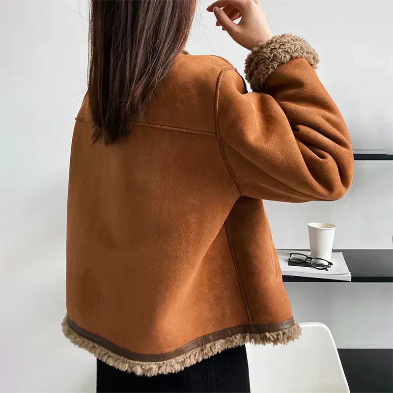 Addison | Mujer Chaqueta de Borreguito Sintético con Botones