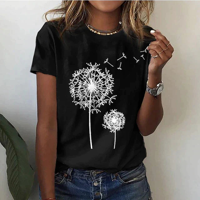 Carina | Mujer Camiseta con Estampado de Diente de León