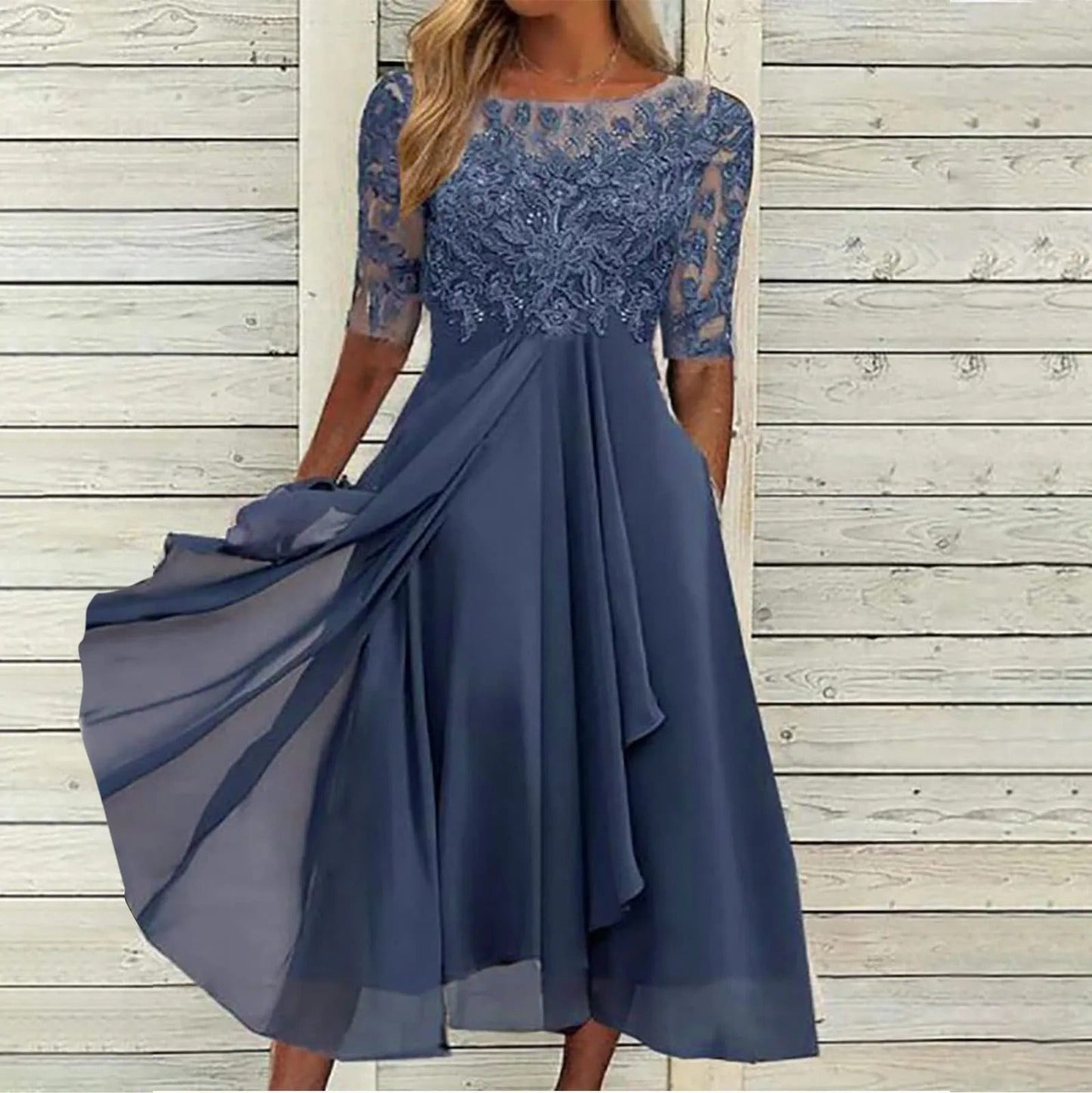 Leentje | Mujer Vestido de Encaje Bordado Favorecedor