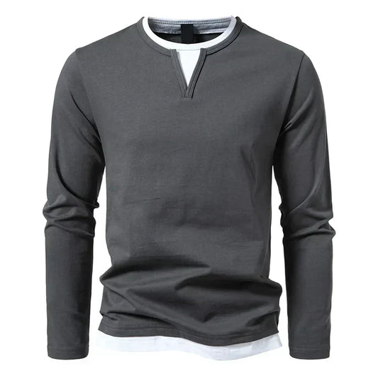 Koelman | Hombre Camiseta de Manga Larga de Algodón Peinado