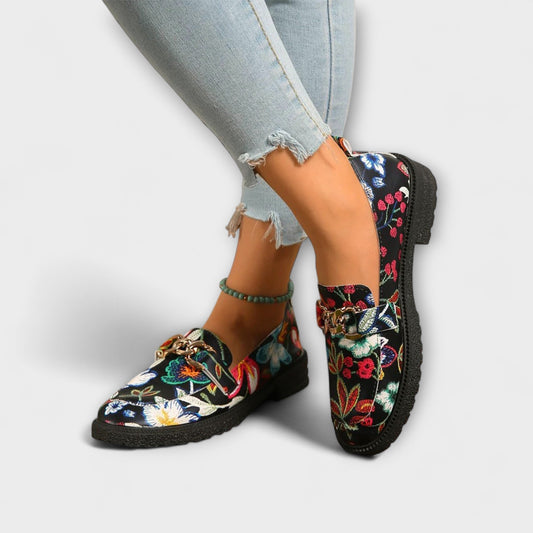 Orla | Mujer Mocasines Multicolores con Estampado Floral