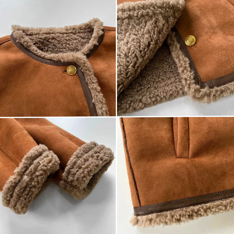 Addison | Mujer Chaqueta de Borreguito Sintético con Botones