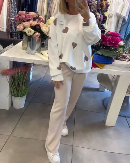 Isla | Mujer Suéter de Punto con Estampado de Corazones