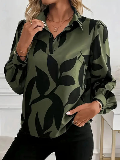 Olivia | Mujer Blusa Holgada con Escote en V y Estampado Abstracto