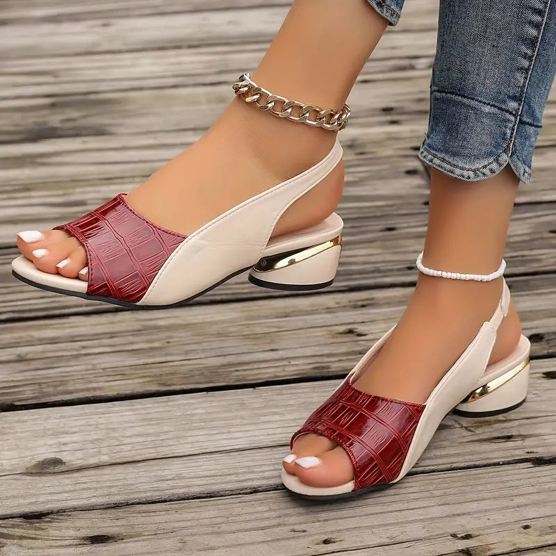 Trix | Mujer Sandalias de Tacón de Bloque con Textura Cocodrilo