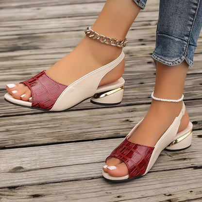 Trix | Mujer Sandalias de Tacón de Bloque con Textura Cocodrilo