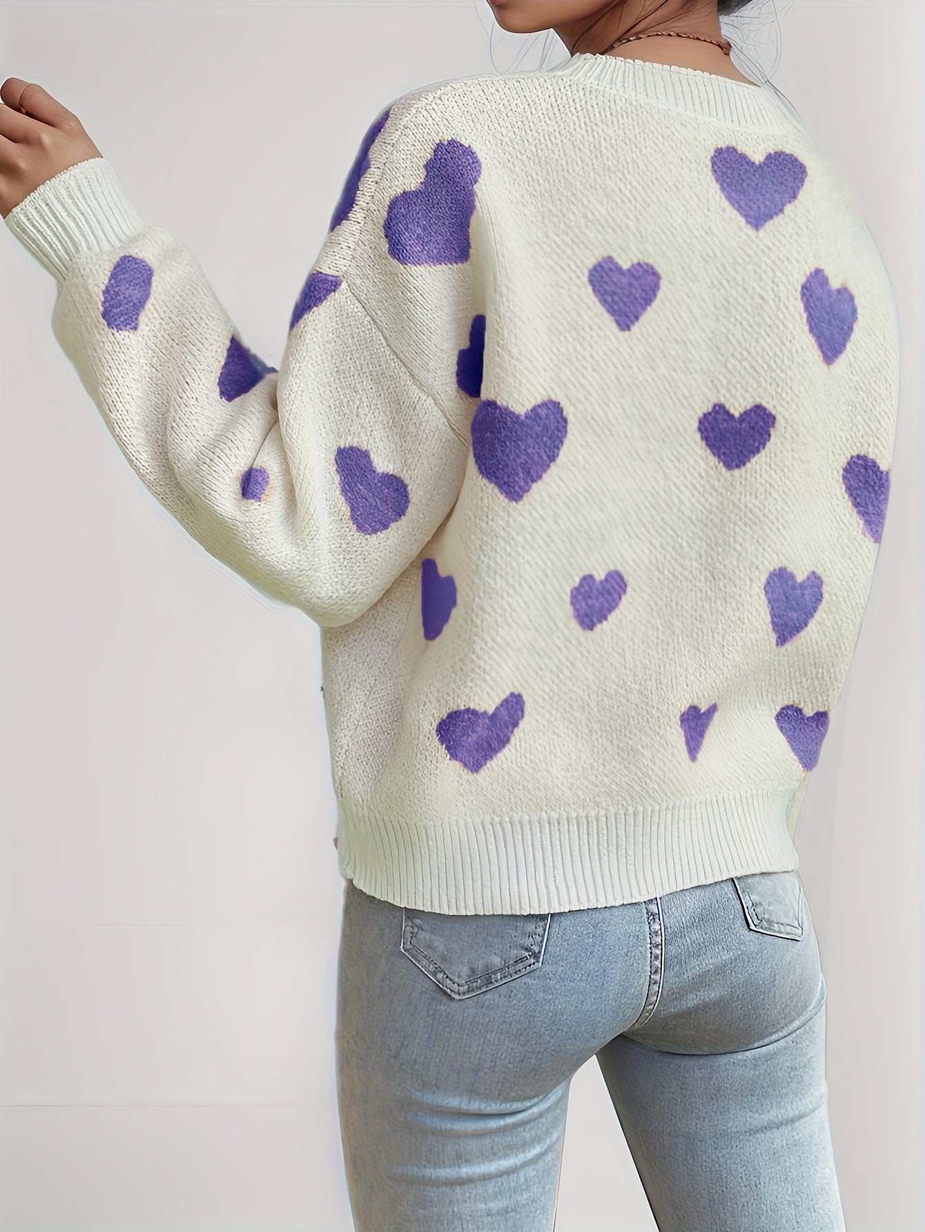 Lotte | Mujer Suéter de Punto con Estampado de Corazones