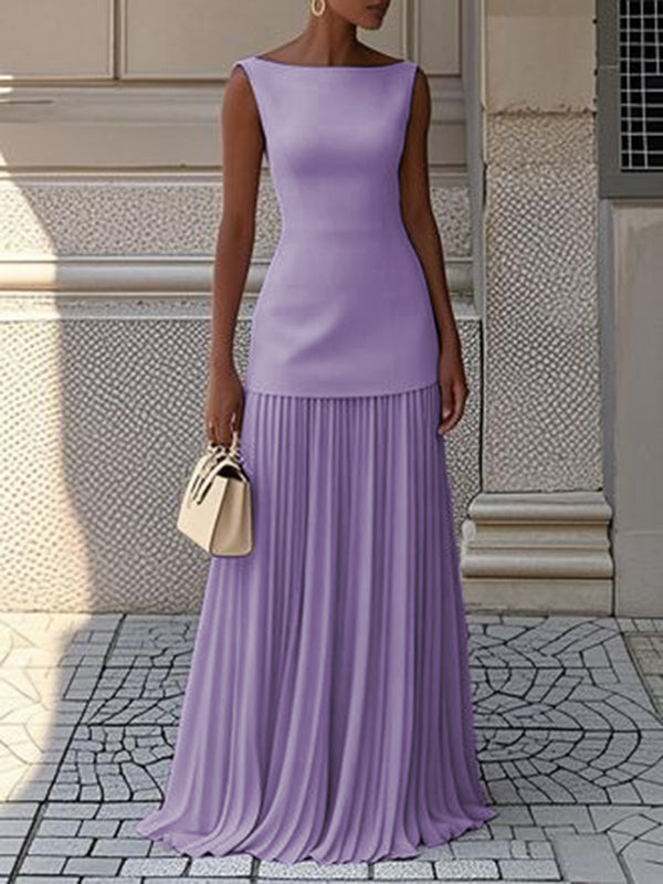 Juliet | Mujer Maxi Vestido Sin Mangas con Falda Plisada