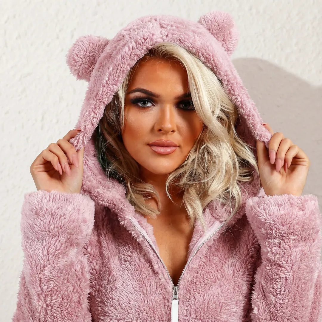 Cyranelle | Mujer Sudadera Teddy con Capucha y Cremallera