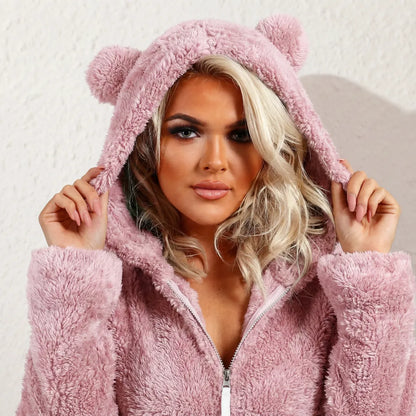 Cyranelle | Mujer Sudadera Teddy con Capucha y Cremallera