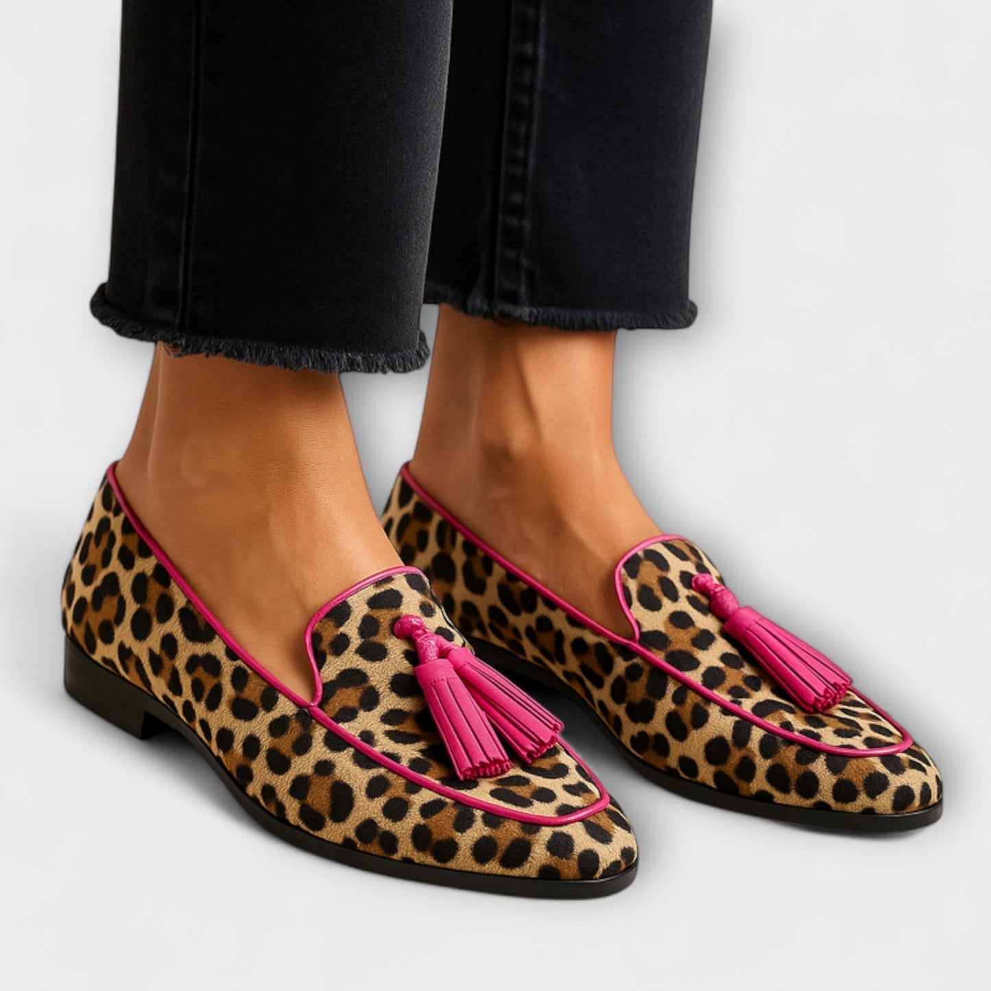 Lana | Mujer Zapatos con Flecos y Estampado Animal