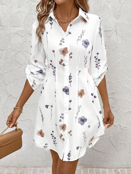 Lotteke | Mujer Vestido Camisero Floral Entallado con Botones