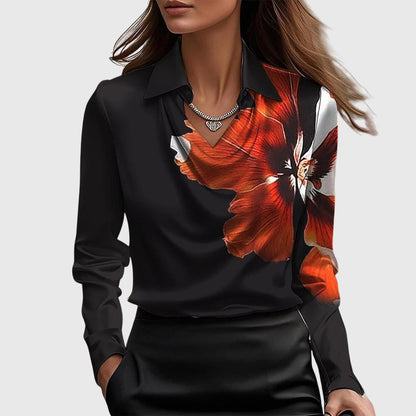 Mujer Blusa Elegante con Escote Drapeado y Corte Fluido
