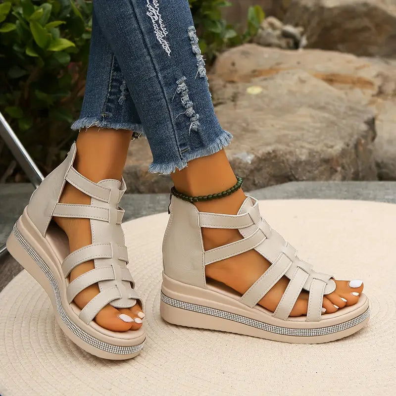 Everlie | Mujer Sandalias de Cuña con Detalles de Strass
