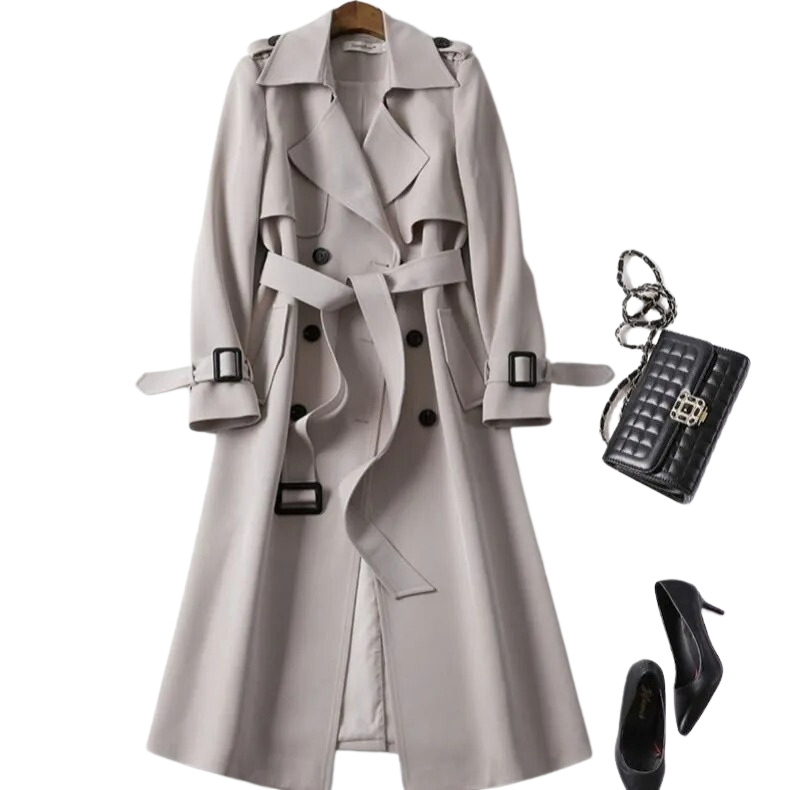 Evelyn | Mujer Gabardina Trench Clásica con Cinturón