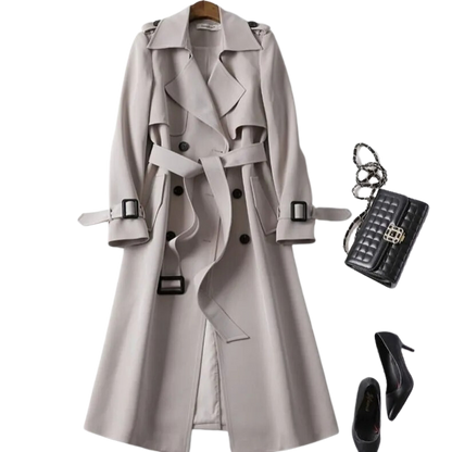 Evelyn | Mujer Gabardina Trench Clásica con Cinturón