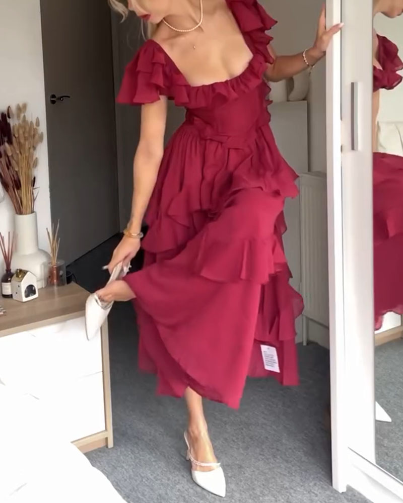 Isabella | Mujer Vestido Romántico Fluido con Volantes en Capas