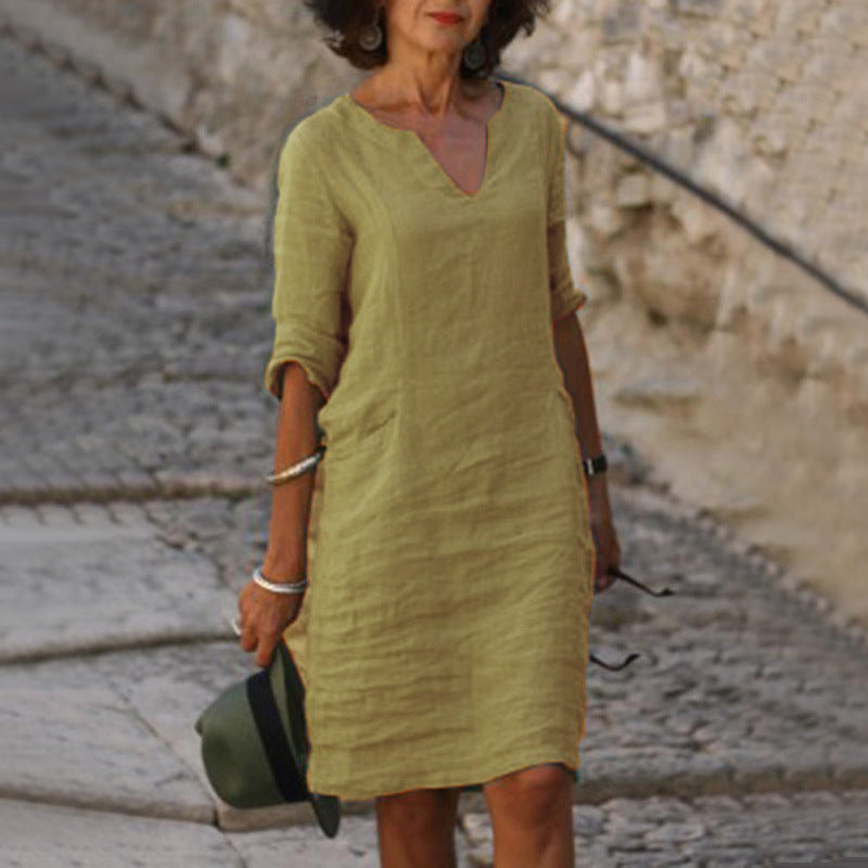 Wivine | Mujer Vestido con Escote en V y Silueta Favorecedora