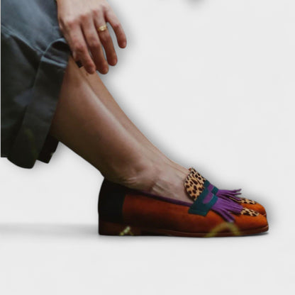 Fallon | Mujer Mocasines de Ante con Estampado de Leopardo