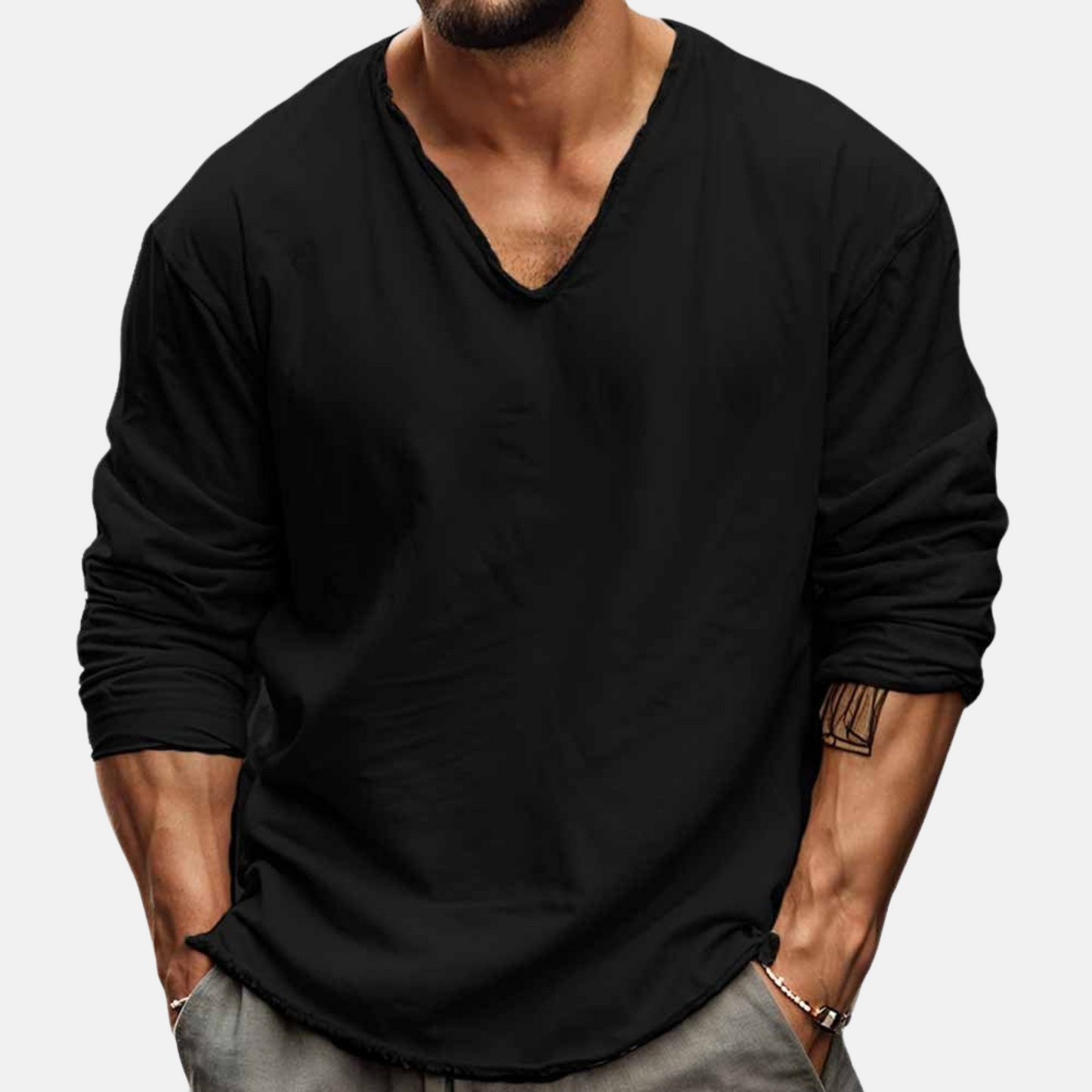 Tijn | Hombre Camisa de Manga Larga con Textura