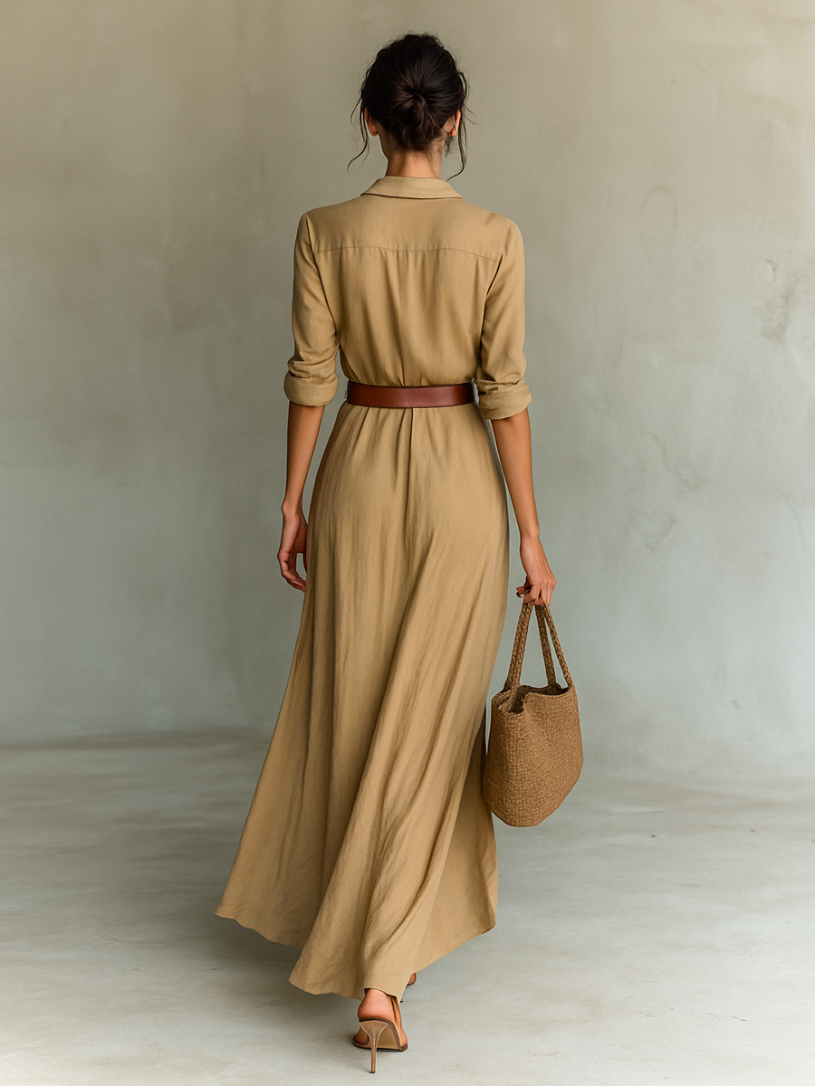Liliana | Mujer Maxi Vestido Envolvente con Pliegues