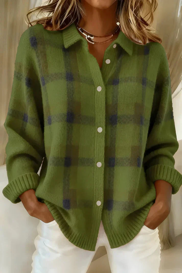Lillian | Mujer Camisa de Punto a Rayas con Botones