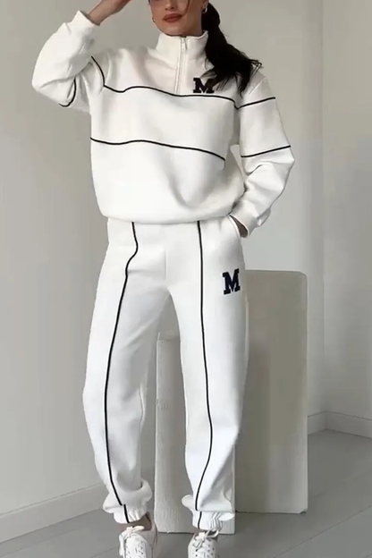 Michigan | Mujer Mono Deportivo Estilo Varsity con Media Cremallera