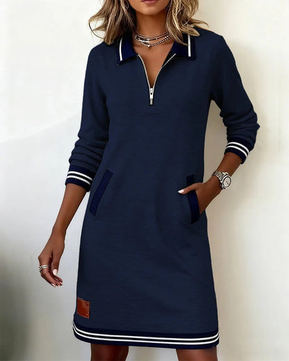 Lala | Mujer Vestido Deportivo con Cuello de Cremallera y Bolsillos