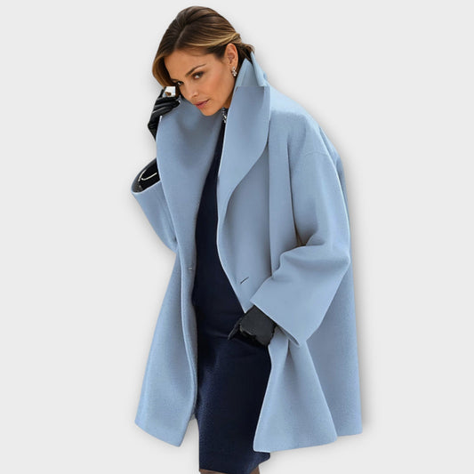 Emma | Mujer Abrigo de Lana Minimalista con Cuello Redondo