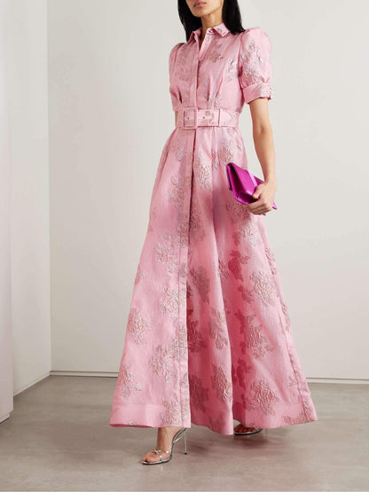 Camilla | Mujer Vestido Maxi Floral Entallado con Mangas Abullonadas