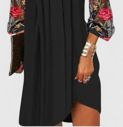 Martha | Mujer Vestido Shift con Escote en V y Bordado Floral