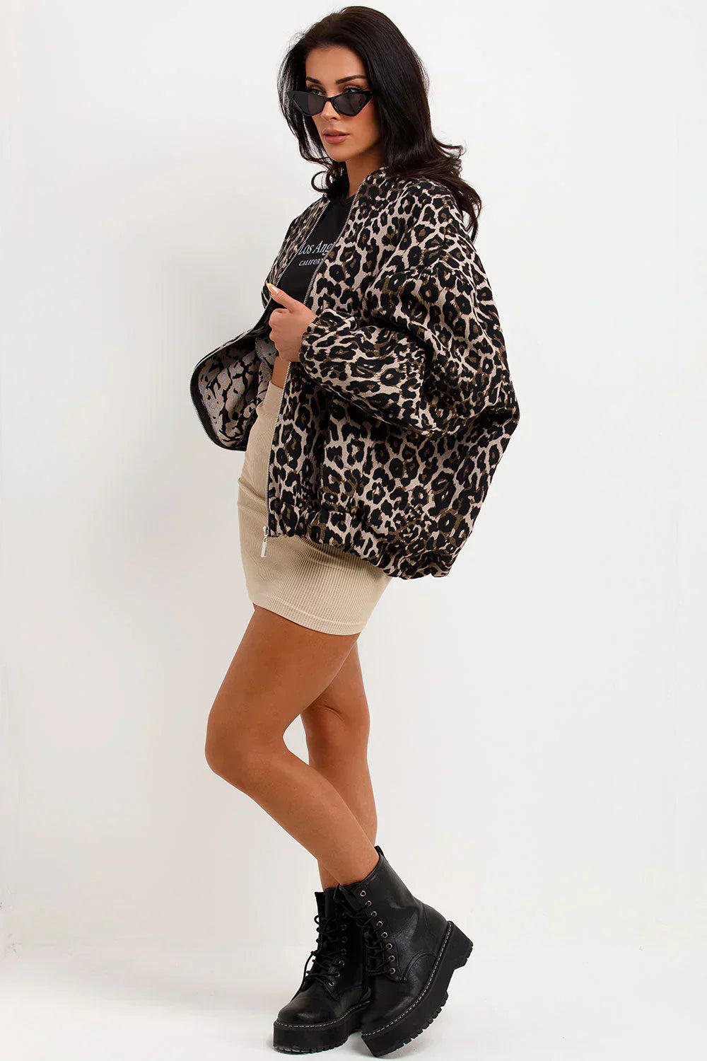 Karlijn | Mujer Chaqueta Bomber con Estampado de Leopardo