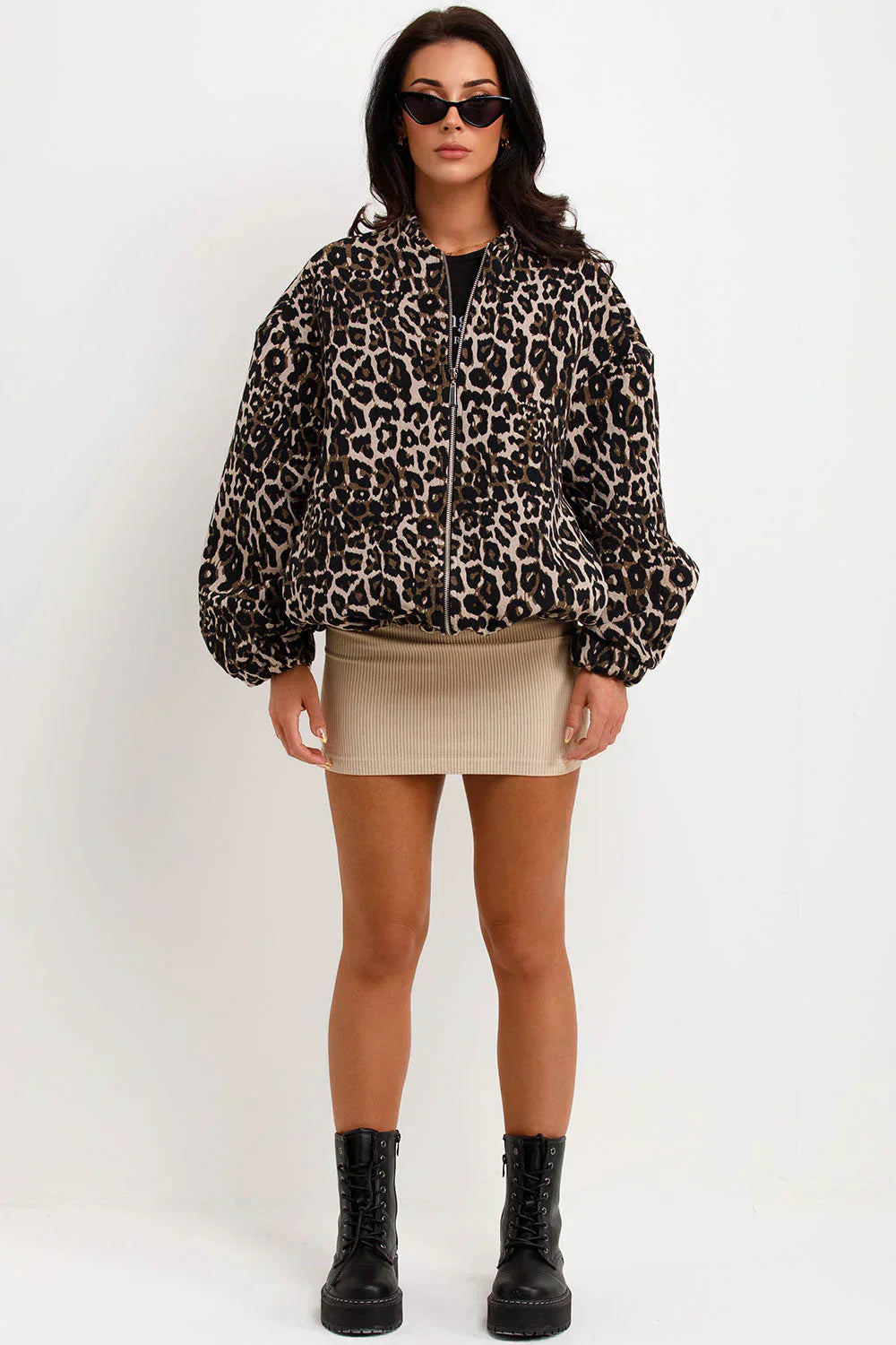 Karlijn | Mujer Chaqueta Bomber con Estampado de Leopardo