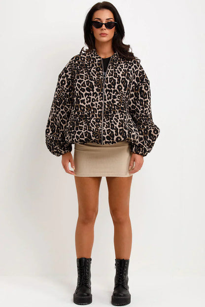 Karlijn | Mujer Chaqueta Bomber con Estampado de Leopardo
