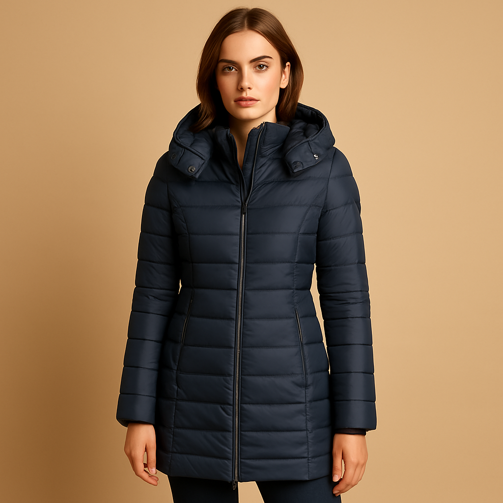Marie | Mujer Chaqueta Puffer de Media Longitud con Capucha Extraíble