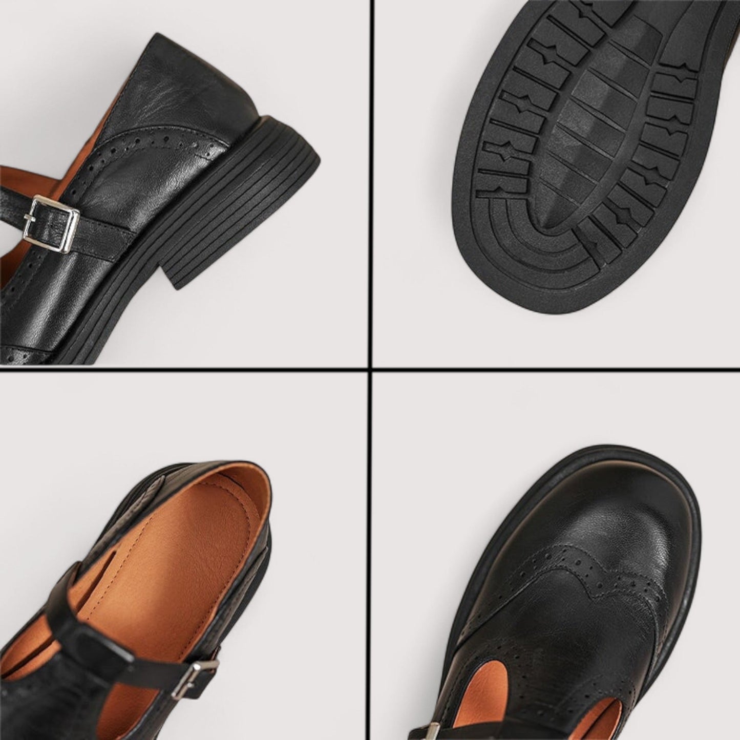 Camille | Mujer Zapatos con Tira en T y Detalles de Brogue