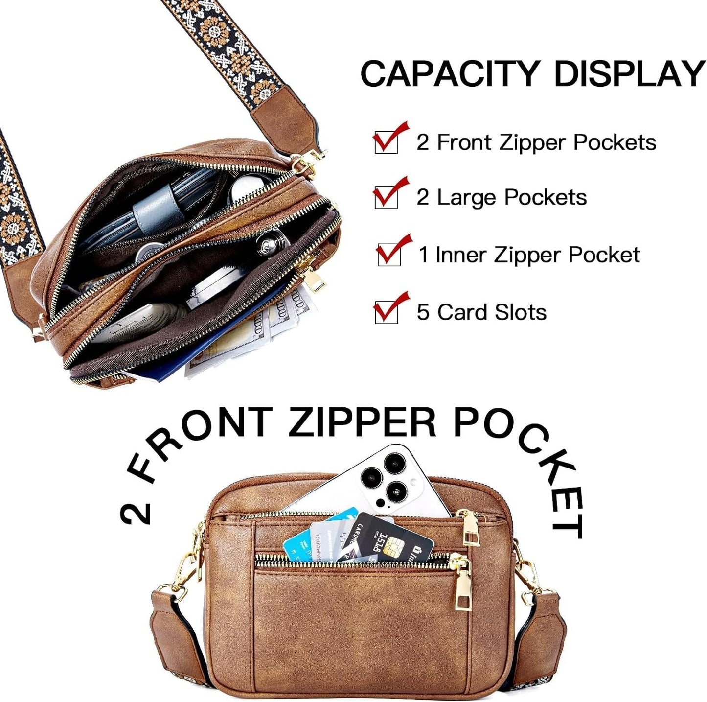 Tonya | Mujer Bolso Bandolera Compacto con Múltiples Compartimentos