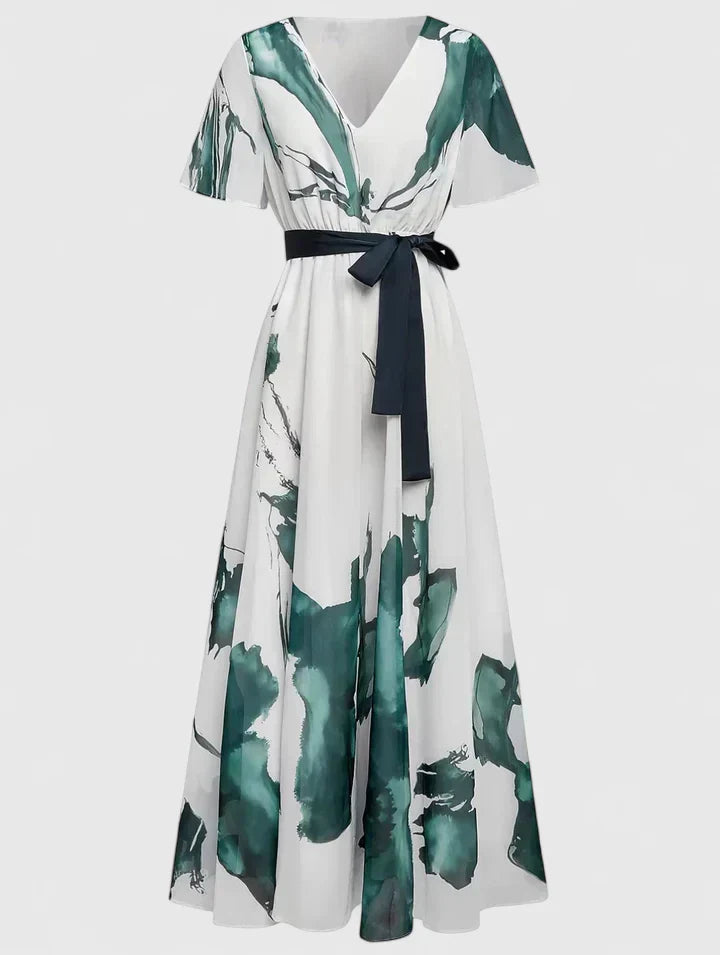 Tatiana | Mujer Vestido Maxi Cruzado Fluido con Cinturón