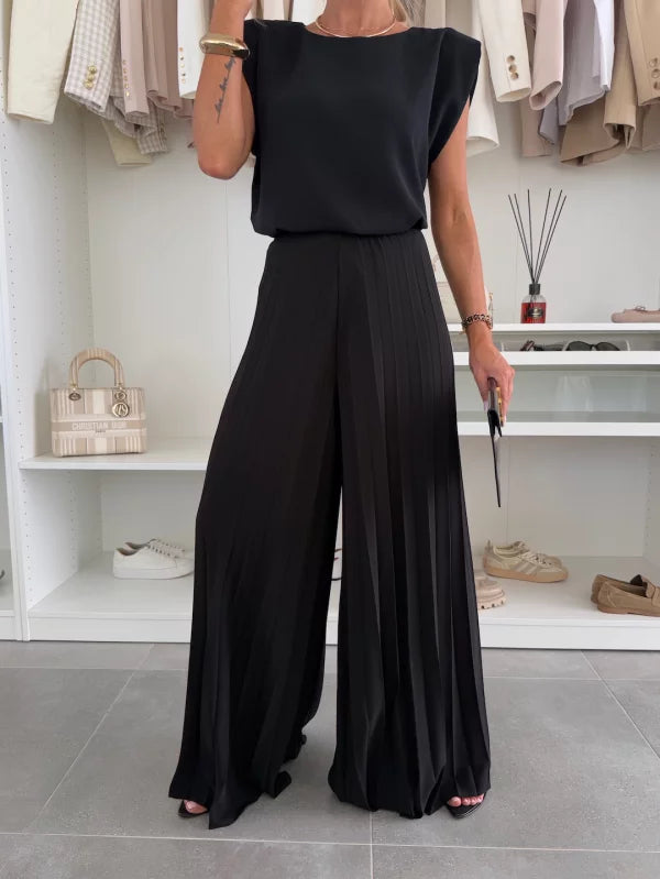 Senne | Mujer Conjunto de Top y Pantalón Plisado Fluido