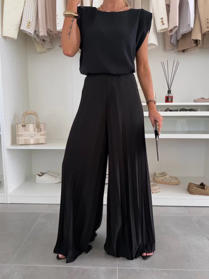Senne | Mujer Conjunto de Top y Pantalón Plisado Fluido