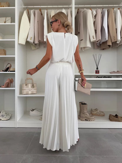 Senne | Mujer Conjunto de Top y Pantalón Plisado Fluido