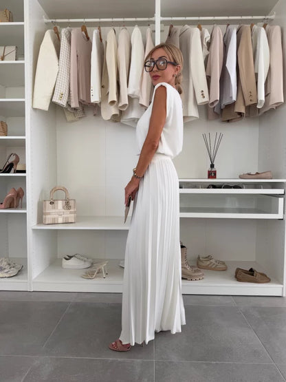 Senne | Mujer Conjunto de Top y Pantalón Plisado Fluido