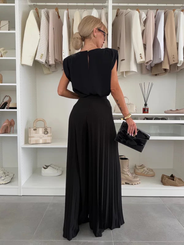 Senne | Mujer Conjunto de Top y Pantalón Plisado Fluido