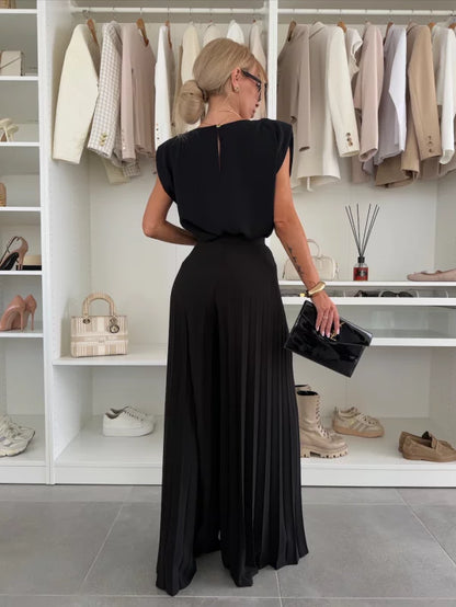 Senne | Mujer Conjunto de Top y Pantalón Plisado Fluido