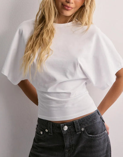 Sofie | Mujer Camiseta Cropped de Algodón con Mangas Murciélago