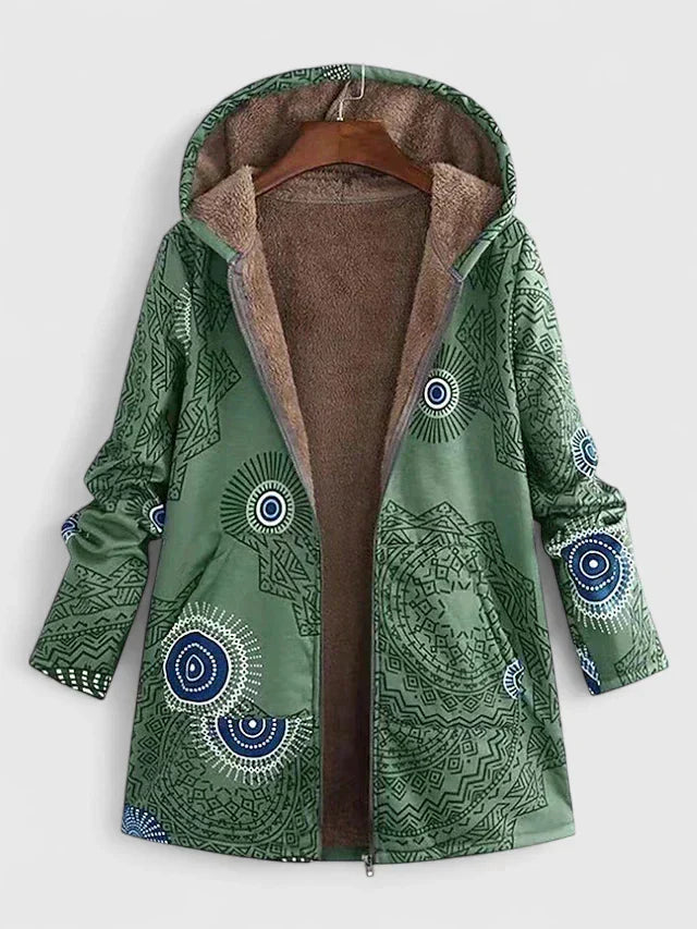Avril | Mujer Chaqueta de Sherpa con Capucha y Estampado